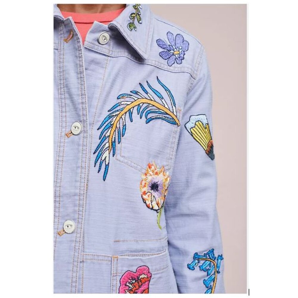 Anthropologie Embroidered Patch Jacket in Lavender – Size Small - NWOT - Picture 2 of 8